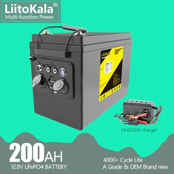 LiitoKala 12V 200Ah LiFePO4 Аккумулятор 12,8 В Питания Для кемперов на колесах, гольф-кара, внедорожника, Автономного Солнечного Ветра, QC3.0 USB-выход Type-C