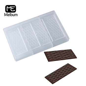 Meibum Форма для шоколада из поликарбоната с 4 полостями, сделай САМ, форма для конфет в виде ромба и полосы, украшение праздничного торта, Кондитерская форма
