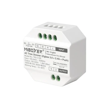 MiBoxer TRI-C1ZR ZigBee 3.0 + 2.4G AC 110-240 В Симисторный Диммер Кнопочный Переключатель RF Push-Диммер Приложение /Голосовое / Дистанционное Управление