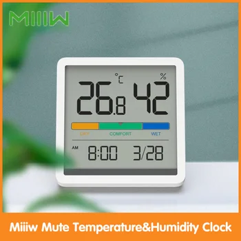 Miiiw Беззвучные часы температуры и влажности для дома, высокоточные часы для детской комнаты с /У, 3,34-дюймовый огромный ЖК-экран