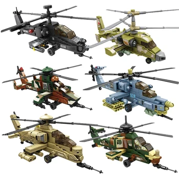 Morden Военный вертолет Строительные Блоки AH-64 A129 AH-1Z Несколько моделей Самолетов Коллекция Кирпичей DIY Игрушки Для Мальчика