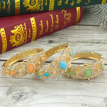 Neovisson Morocco Элегантный Хрустальный браслет для модных женщин, свадебные украшения для невесты, Арабский браслет-манжета в подарок