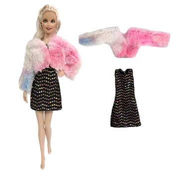 NK 1 Комплект повседневной одежды для куклы 1/6, Модная шаль + Черная юбка для куклы Барби, одежда, современный костюм, аксессуары для кукол, игрушки