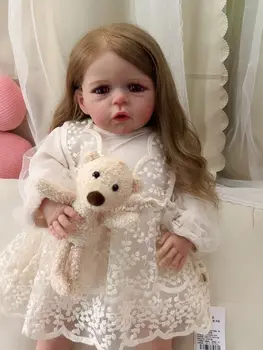 NPK 24-дюймовая Возрожденная Кукла для Маленьких Девочек, Уже Раскрашенная Готовая кукла Принцессы Сэнди, Популярная Реалистичная Мягкая На Ощупь 3D-Художественная Кукла