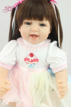 NPK 55 см милая улыбка Bebes Кукла Реборн Мягкая Силиконовая Игрушка Для Мальчиков И Девочек Reborn Baby Doll Подарок для Детей bonecas reborn
