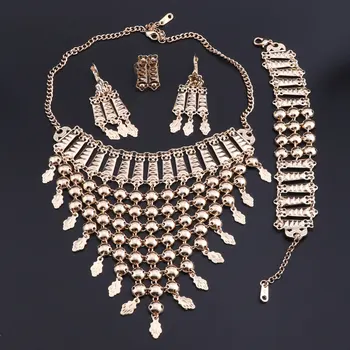 OEOEOS, Наборы Индийских свадебных украшений для женщин, Модное ожерелье из Дубая, Серьги, браслет, Набор свадебных украшений, Бижутерия для новобрачных