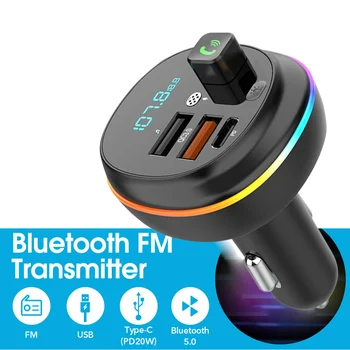 P13 Автомобильное Зарядное Устройство Красочный Свет Bluetooth 5,0 MP3 Модулятор Плеер Громкой Связи Аудиоприемник USB QC3.0 Type-C Зарядка Для Xiaomi