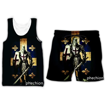 phechion/Новая мужская/женская одежда с 3D принтом Knight Templar, летняя модная уличная одежда, Жилет, Мужские Свободные спортивные шорты T17