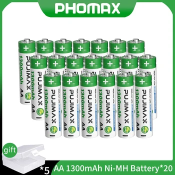 PHOMAX 20 шт Ni-MH Аккумуляторная батарея емкостью 1,2 В AA 1300 мАч Подходит для Калькуляторов, Беспроводных Микрофонов, Аварийных Огней