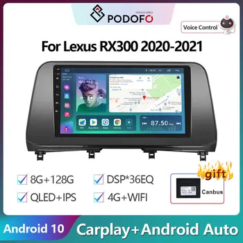 Podofo 2 Din Android 10 Автомобильный Радиоприемник Multimidia Видеоплеер Для Lexus RX300 2020-2021 GPS Навигация 2din Carplay Auto Stereo