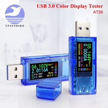 RD AT35 5 цифр USB 3,0 цветной ЖК-вольтметр амперметр измеритель напряжения тока мультиметр заряда батареи power bank USB тестер