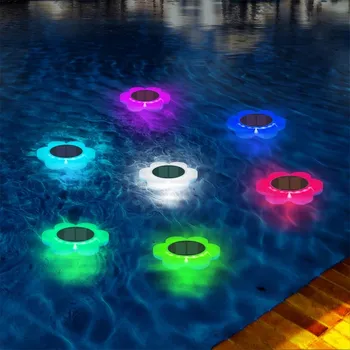 RGB светодиодные солнечные плавающие фонари для бассейна с дистанционным управлением IP68 Водонепроницаемый наружный солнечный свет Водонепроницаемые светодиодные фонари для декора бассейна во внутреннем дворике