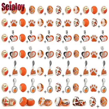 Seialoy, 2 шт., оранжевые хрустальные бусины, подвески в виде Единорога, подходят для браслетов из бисера 