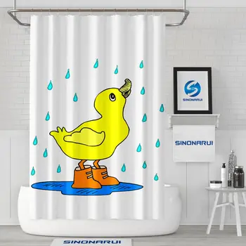 Sinonarui Yellow Duck Design Водонепроницаемые Экологически Чистые Занавески Для Душа Из Полиэфирной Ткани Для Украшения Ванной Комнаты