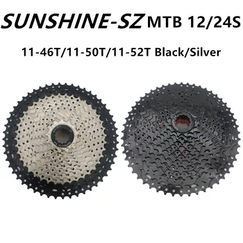 SUNSHINE-SZ MTB Кассета 12S/24S 11-46 T/50T/52T Черный/Серебристый Горный Велосипед Свободного Хода Велосипедная Звездочка Для 12V Shimano M6100