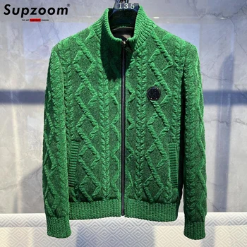  Supzoom Новое поступление, модная осенне-зимняя брендовая одежда с толстыми ребристыми рукавами, Зимнее теплое пальто, мужская куртка на молнии крест-накрест