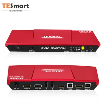 TESmart 4K 60Hz 2 порта общего доступа к монитору ПК видеопереключатель 2x1 HDMI USB 2.0 2 порта KVM переключатель