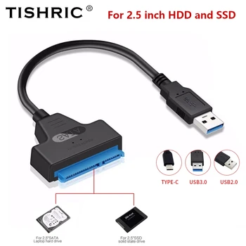 TISHRIC Sata Usb Кабель Sata К Usb 3,0 2,0 Адаптер Типа C до 6 Гбит/с Поддержка 2,5-дюймового Внешнего SSD HDD Жесткого диска 22Pin 13Pin