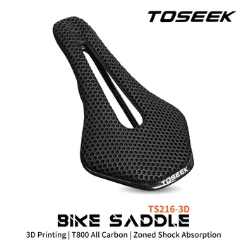 TOSEEK TS216 3D Печатное седло из углеродного волокна Сверхлегкий Полый Удобный Дышащий MTB Горный Шоссейный велосипед Велоспорт
