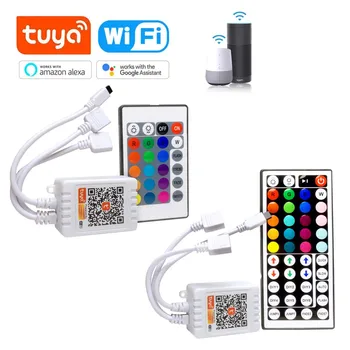 Tuya WiFi RGB Контроллер Smart APP МИКРОФОН Голосовой Динамик Музыка Alexa Echo Google Home Control Для 2835 3528 5050 COB LED Strip Light