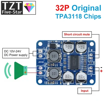 TZT DC 12V-24V TPA3118 60 Вт Монофонический цифровой аудио усилитель мощности, плата усилителя, модуль