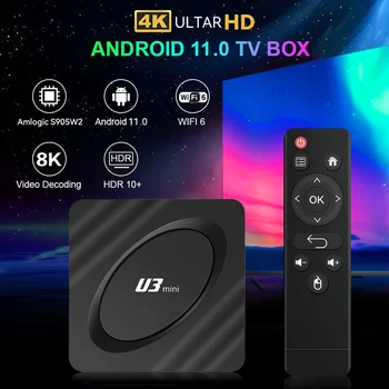 UBISHENG Smart TV Box Android 11 4K Amlogic S905W2 2 ГБ 16 ГБ Поддержка H.265 AV1 2,4 g/5g Wifi HDR 10 Медиаплеер ТВ-приставка