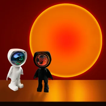 USB 360 ° Лампа для проектора sunset Робот Светодиодный проектор Ночные светильники Rainbow Sunset Red Selfie Light Атмосфера спальни Настольная лампа