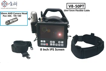 Vicam 50 мм Поворотно-Наклонная Скважинная Камера 20 м Гибкий Кабель HD DVR Блок Управления Подводной Камерой Камера для осмотра глубоких скважин V8-50PT