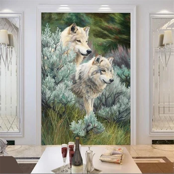 wellyu papel de parede Пользовательские фрески 3D фотообои джунгли волк картина гостиная спальня входной билет обои фреска