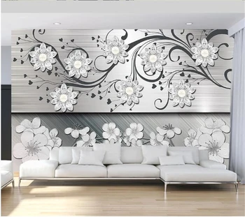 wellyu Обои на заказ из папье-маше Художественный узор текстура металла жемчужная цветочная линия цветок стены гостиной 3D обои behang