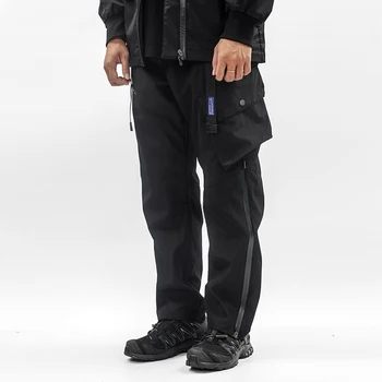 Whyworks 22aw Легкие водонепроницаемые брюки-карго на боковой молнии с регулировкой талии, множеством карманов, techwear warcore gorpcore