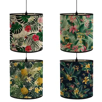 YOUZI Ретро Бамбуковые абажуры с рисунком зеленых растений, Световое покрытие, украшение дома для напольного освещения, настольная лампа
