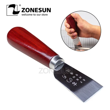 ZONESUN One 1шт Нож для резки кожи своими руками из нержавеющей стали Инструмент для изготовления кожи с деревянным Режущим инструментом Горячая распродажа