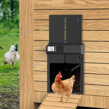 Автоматическая дверь курятника с таймером, алюминий, ABS, интеллектуальная индукционная защита от защемления, IPX3, водонепроницаемые электрические ворота для домашней птицы для фермы