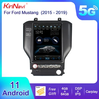 Автомобильный радиоприемник KiriNavi с вертикальным экраном в стиле Tesla Android 11 для Ford Mustang 2015-2019 Автоматическая GPS Навигация DVD Мультимедийный плеер