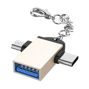 Адаптер OTG 40GE 2 в 1, разъем USB3.0 для Micro USB и конвертер разъемов Type-C с брелоком для ключей