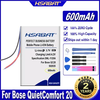 Аккумулятор HSABAT 502035 600 мАч для Bose QC20 QuietComfort 20 dvr GPS mp3 автомобильный видеорегистратор PR-452035 Батареи