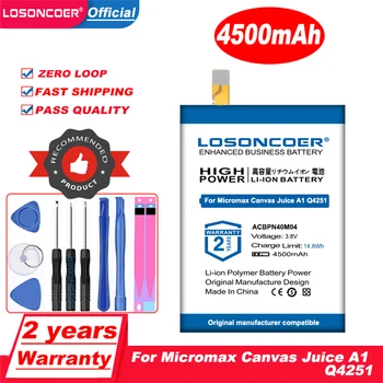 Аккумулятор LOSONCOER 4500 мАч ACBPN40M04 для телефона Micromax Canvas Juice A1 Q4251