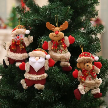 Аксессуары для рождественской елки, Санта-Клаус, снеговик, подвеска с оленем, настенное украшение, куклы, Рождественский подарок для детей