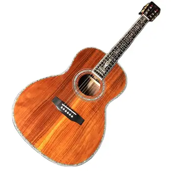 Акустическая гитара Lvybest Custom AAAA All Solid KOA Wood OOO Style 45AA с Жестким корпусом В НАЛИЧИИ
