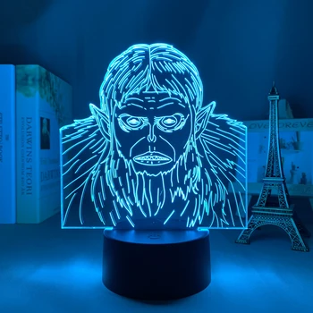 Аниме светодиодная лампа Attack on Titan Beast Titan для декора спальни Ночник Подарок ребенку на день рождения Манга Shingeki No Kyojin 3d лампа