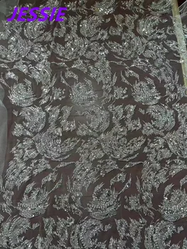Африканская тюлевая сетка ручной работы С вышивкой и светло-голубыми бусинками-трубочками, Роскошное Французское кружевное платье с пайетками, Вечернее платье для свадебной вечеринки