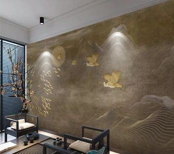 Бейбехан Пользовательские обои 3d фотообои новая китайская абстрактная художественная концепция пейзаж птица ТВ фон настенная живопись фреска
