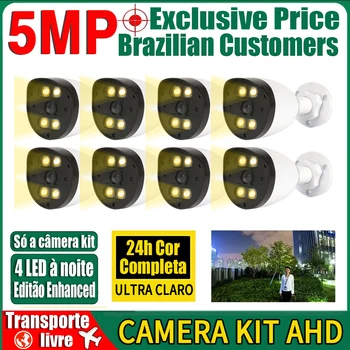 Бесплатная Доставка 8CH 5MP 24H Полноцветный Комплект Камеры Ночного Видения CCTV AHD Комплект 4MP 2K HD Наружного Светодиодного Освещения Монитор Системы Безопасности