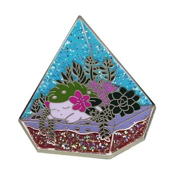 Блестящая пирамидка, эмалированная булавка для суккулентного террариума, ботанический цветочный рисунок, идеальный подарок для любителей растений!