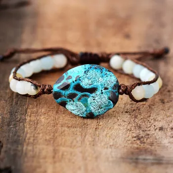 Браслеты из натуральных камней, матовый Амазонит, плетеный браслет из бисера, уникальные этнические браслеты ручной работы, Дропшиппинг, ювелирные изделия