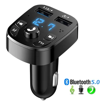 Версия Bluetooth 5.0 FM-передатчик Автомобильный плеер Комплект Карта Автомобильное Зарядное Устройство Быстрое С QC3.0 Двойной USB Вольтметр и AUX ВХОД/ВЫХОД Постоянного тока 12/24 В