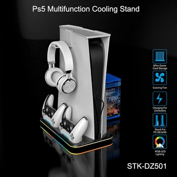 Вертикальная Охлаждающая База Игровой Шлем Стойка Контроллер Охлаждающая Станция Диск Для Хранения с RGB Подсветкой DC5V-5.5V для PS VR2 PS5