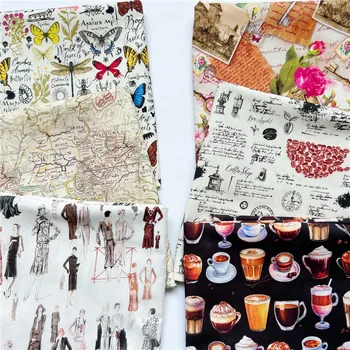 Винтажная газетчица, Карта кофейной бабочки, Хлопчатобумажная ткань Для шитья одежды, Ткани для платья, Лоскутное шитье Своими руками, Материал для шитья в стиле пэчворк
