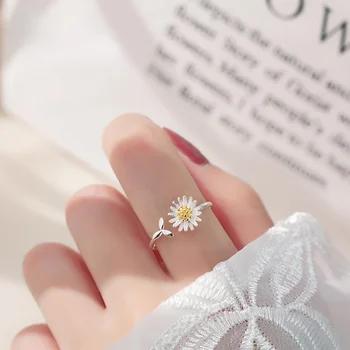 Винтажные кольца с цветком Маргаритки для женщин в Корейском стиле, Регулируемое Открывающее кольцо на палец, Подарок для невесты на свадьбу, обручение, ювелирные изделия